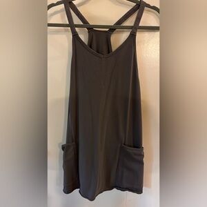 Coffee romper pockets baggy tank Women's small xsmall Athletic tank dress liner